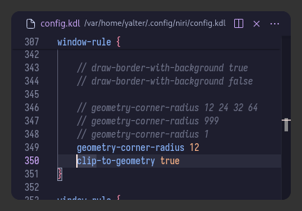 A screenshot showing a window with rounded corners, clipped to the visual geometry